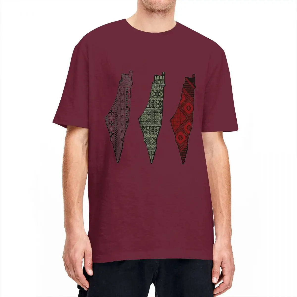 Harajuku T Shirt Palestinian Tatreez Map Embroidery Cotton T Shirts Palestine Flag Tee Shirt for Man Beach Short Sleeve Top Tees