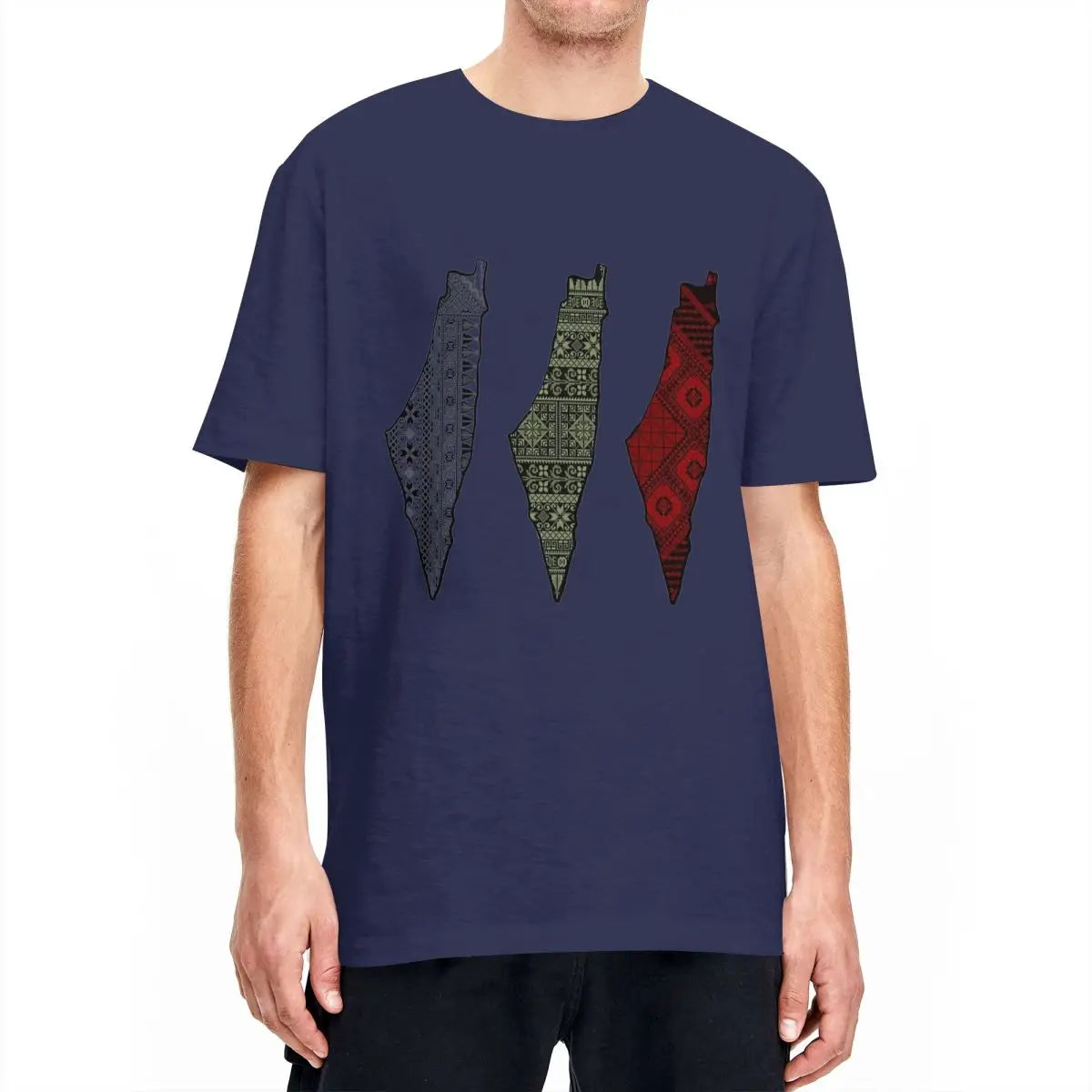 Harajuku T Shirt Palestinian Tatreez Map Embroidery Cotton T Shirts Palestine Flag Tee Shirt for Man Beach Short Sleeve Top Tees