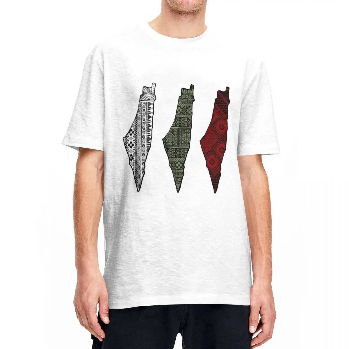 Harajuku T Shirt Palestinian Tatreez Map Embroidery Cotton T Shirts Palestine Flag Tee Shirt for Man Beach Short Sleeve Top Tees