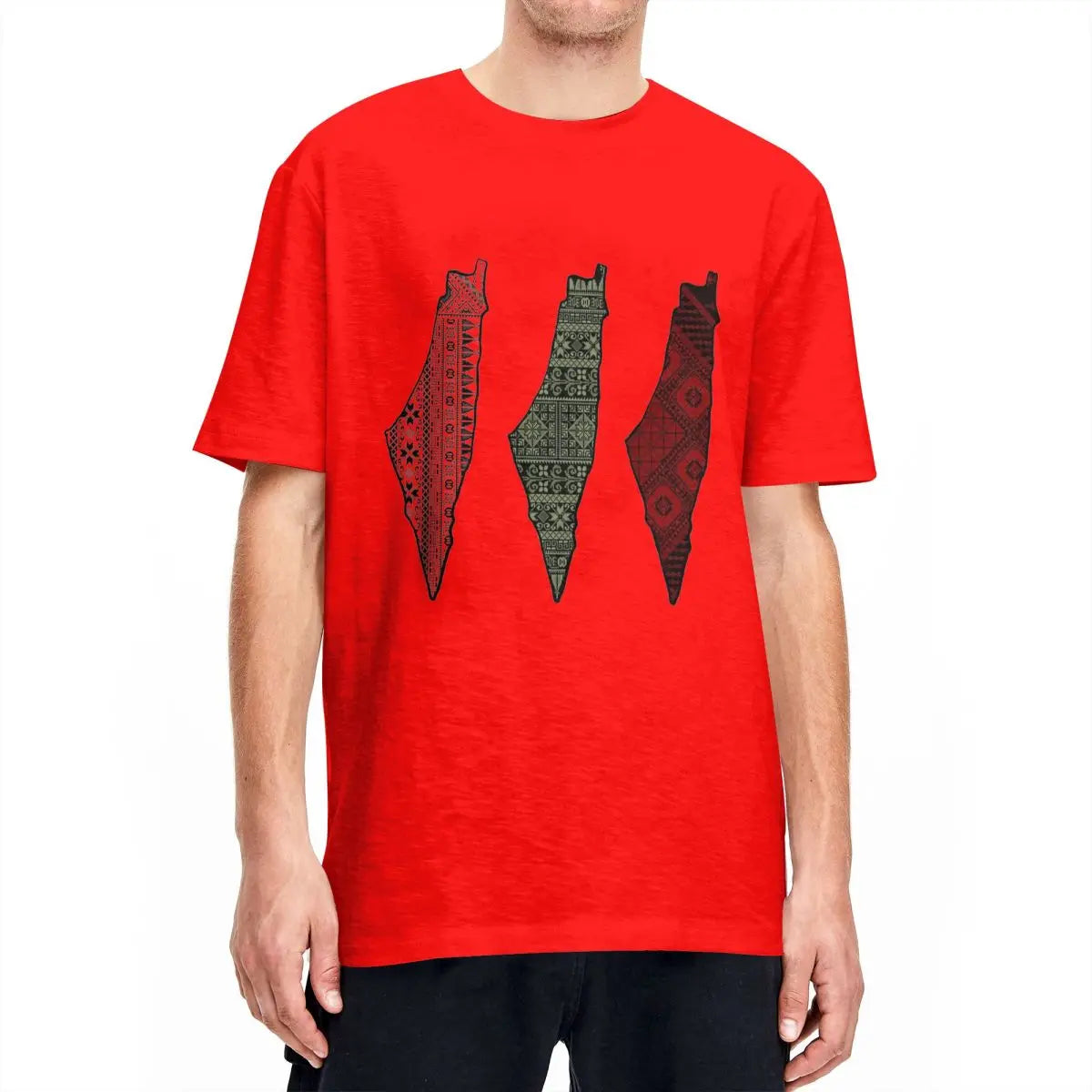 Harajuku T Shirt Palestinian Tatreez Map Embroidery Cotton T Shirts Palestine Flag Tee Shirt for Man Beach Short Sleeve Top Tees