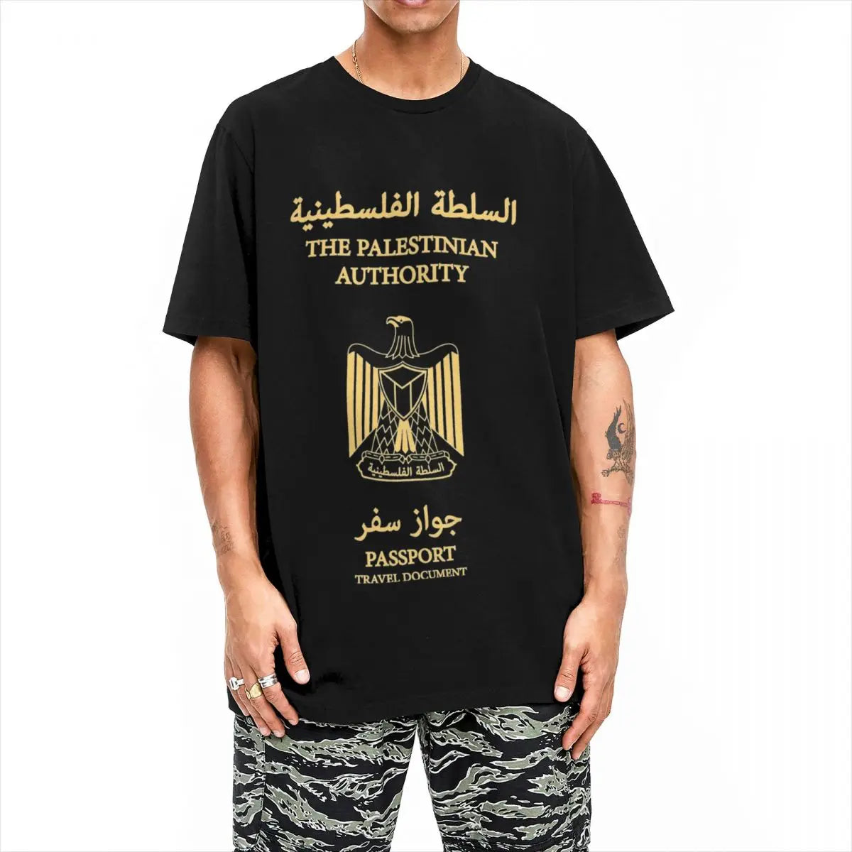 Palestine Palestinian Passport T-Shirt Summer Classic T Shirts 100% Cotton Novelty Tshirt For Mens Short Sleeve Printed Tees