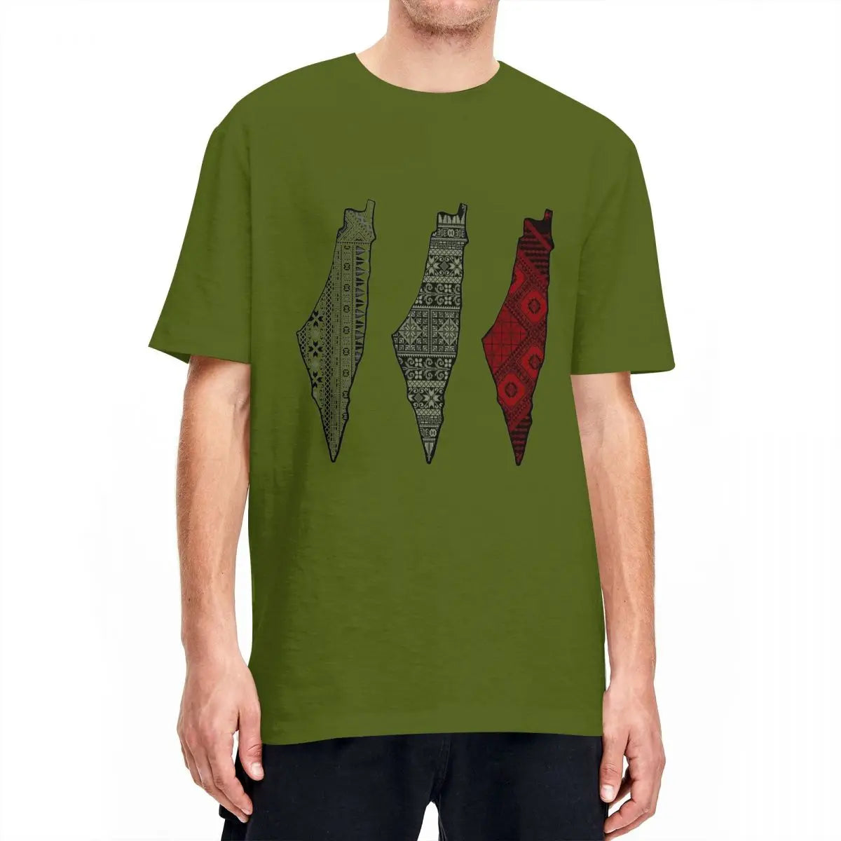 Harajuku T Shirt Palestinian Tatreez Map Embroidery Cotton T Shirts Palestine Flag Tee Shirt for Man Beach Short Sleeve Top Tees