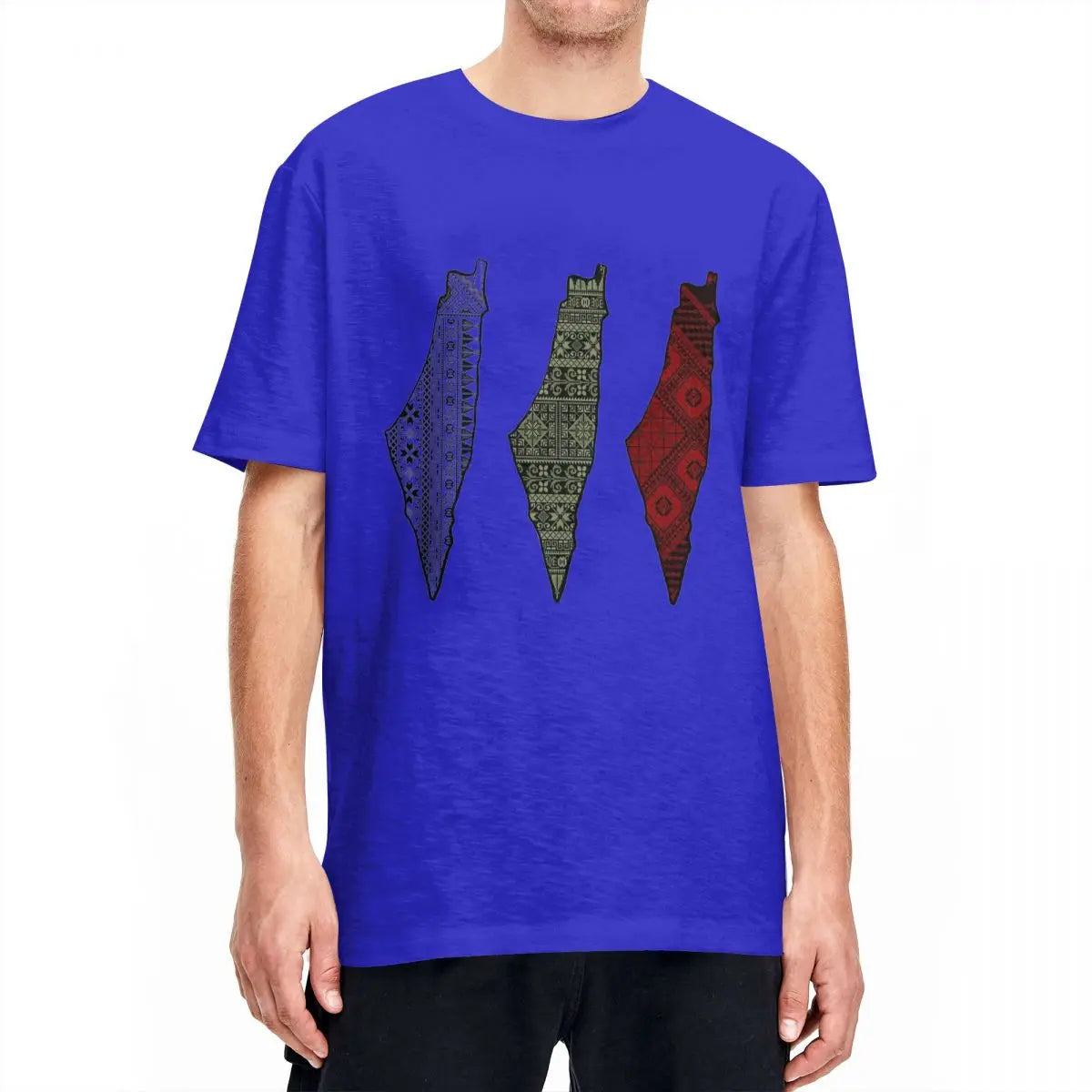 Harajuku T Shirt Palestinian Tatreez Map Embroidery Cotton T Shirts Palestine Flag Tee Shirt for Man Beach Short Sleeve Top Tees