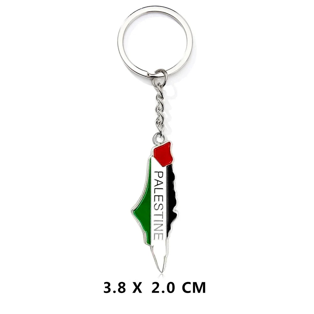 Palestine Map Pendant Keychain for Women Men Stainless Steel Map Geography  Key Ring Jewelry Vintage Jewelry
